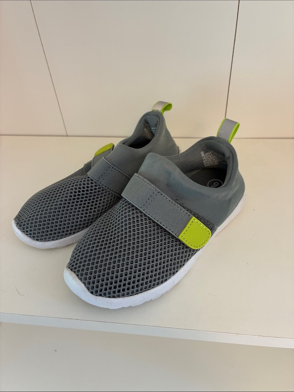 Cat & Jack Gray Mesh Water Shoes with Neon Yellow Accents